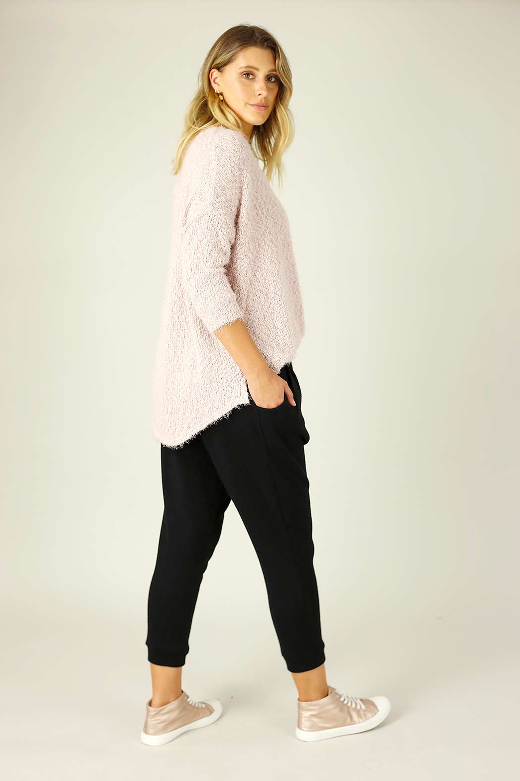 Black Lux Drawstring Slouch Pant - FINAL SALE