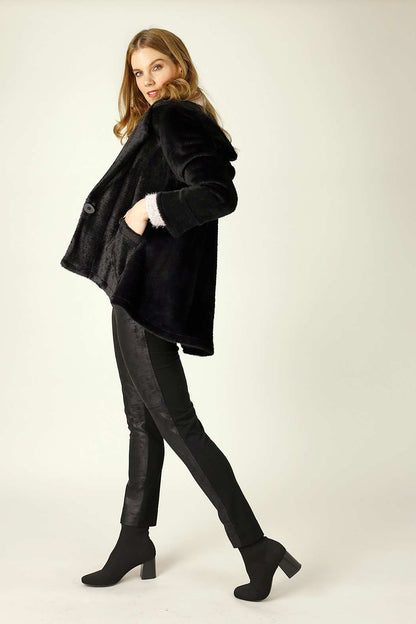 Black Faux Fur Swing Jacket - SALE