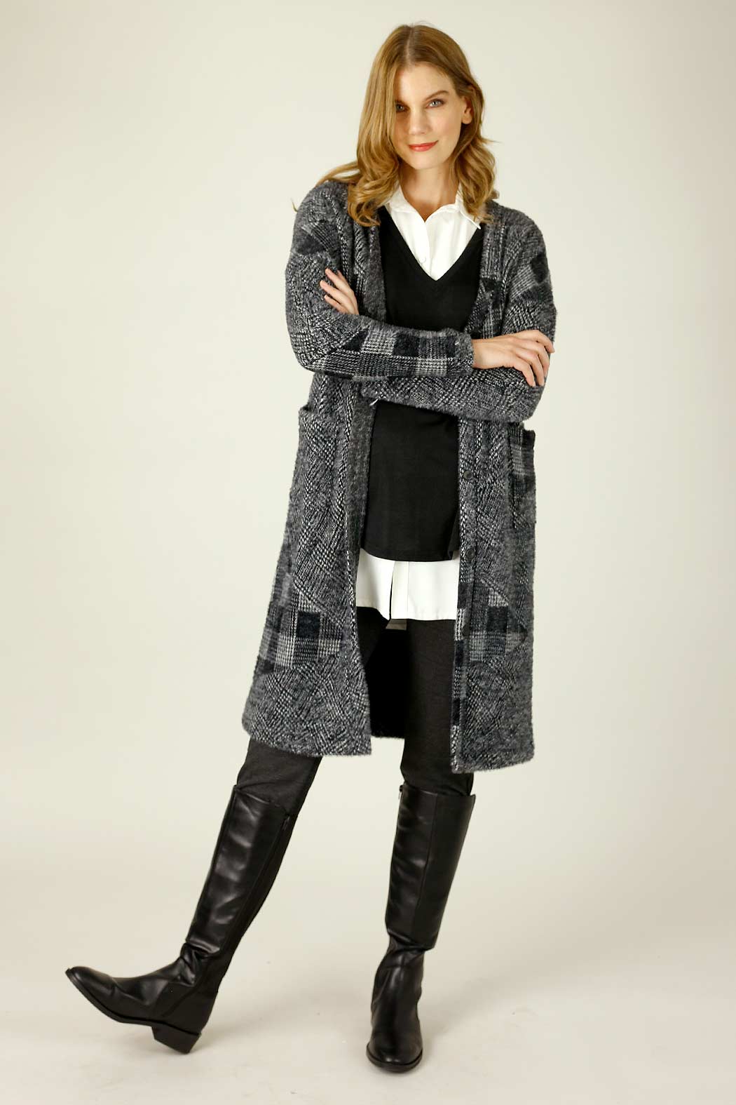 Charcoal Fur Sleek Coatigan