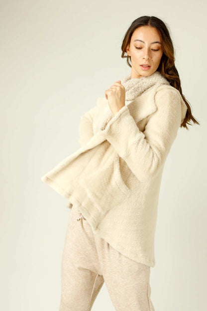 Beige Faux Fur Swing Jacket