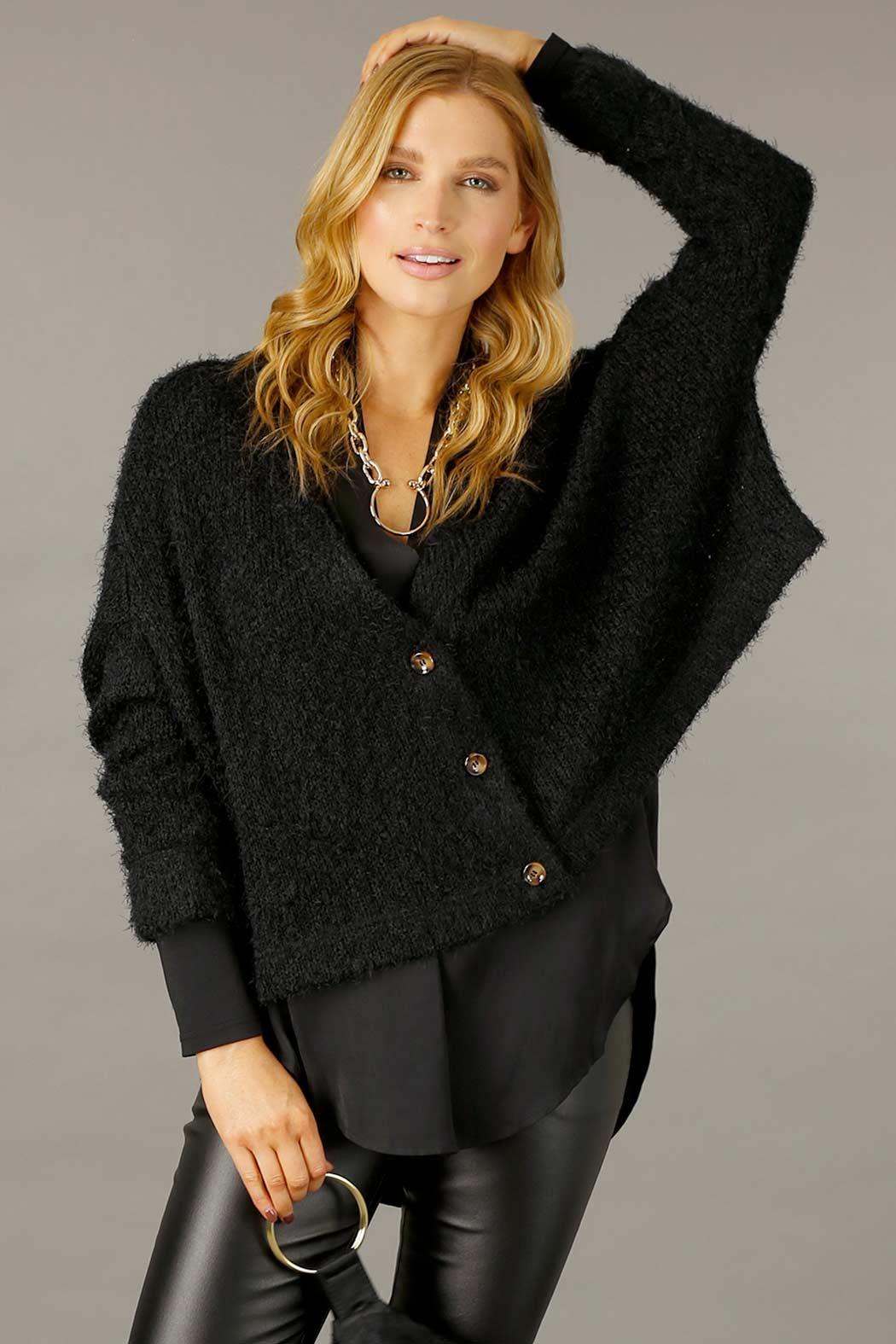 Black Fluffy Wonder Cardi - SALE