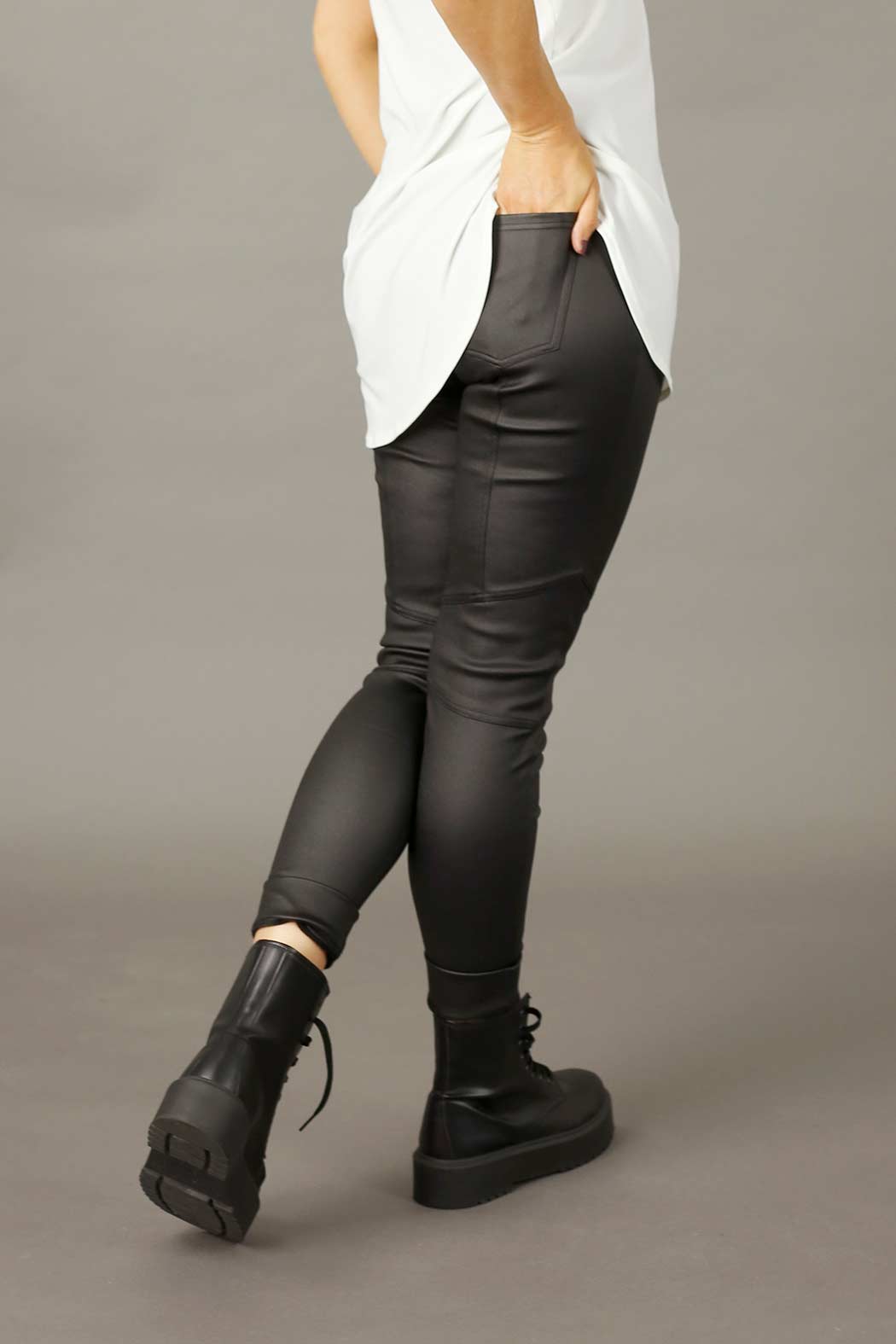 Black Waxed Biker Jean