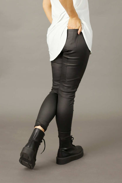 Black Waxed Biker Jean