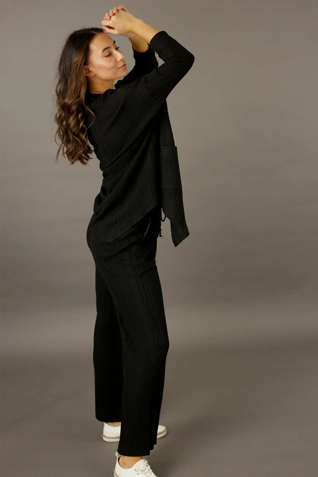 Black Rib Grandpa Cardigan