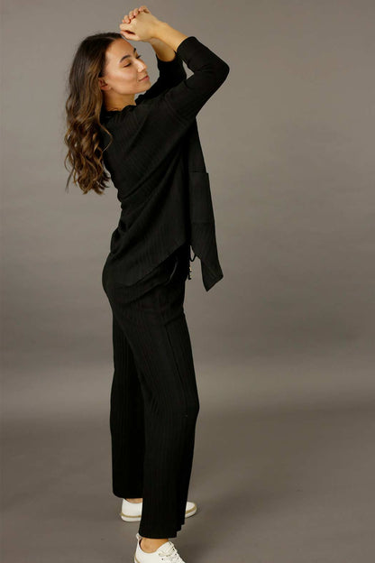 Black Rib Grandpa Cardigan