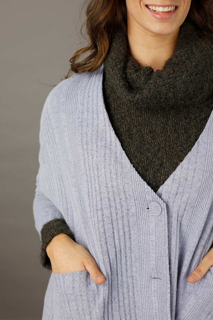 Blue Rib Grandpa Cardigan