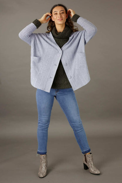 Blue Rib Grandpa Cardigan