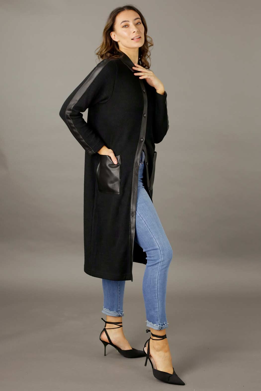 Black Rib Lexi Coatigan - FINAL SALE