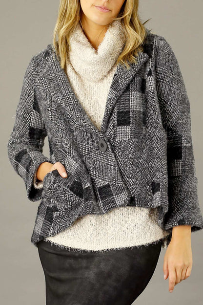 Charcoal Faux Fur Swing Jacket - FINALSALE