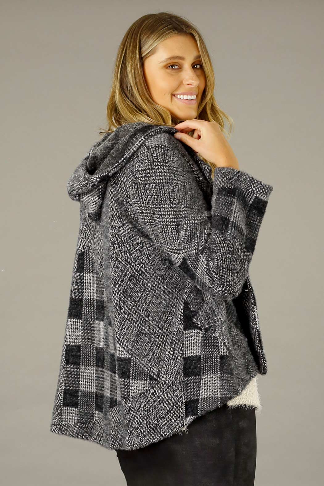Charcoal Faux Fur Swing Jacket - FINALSALE