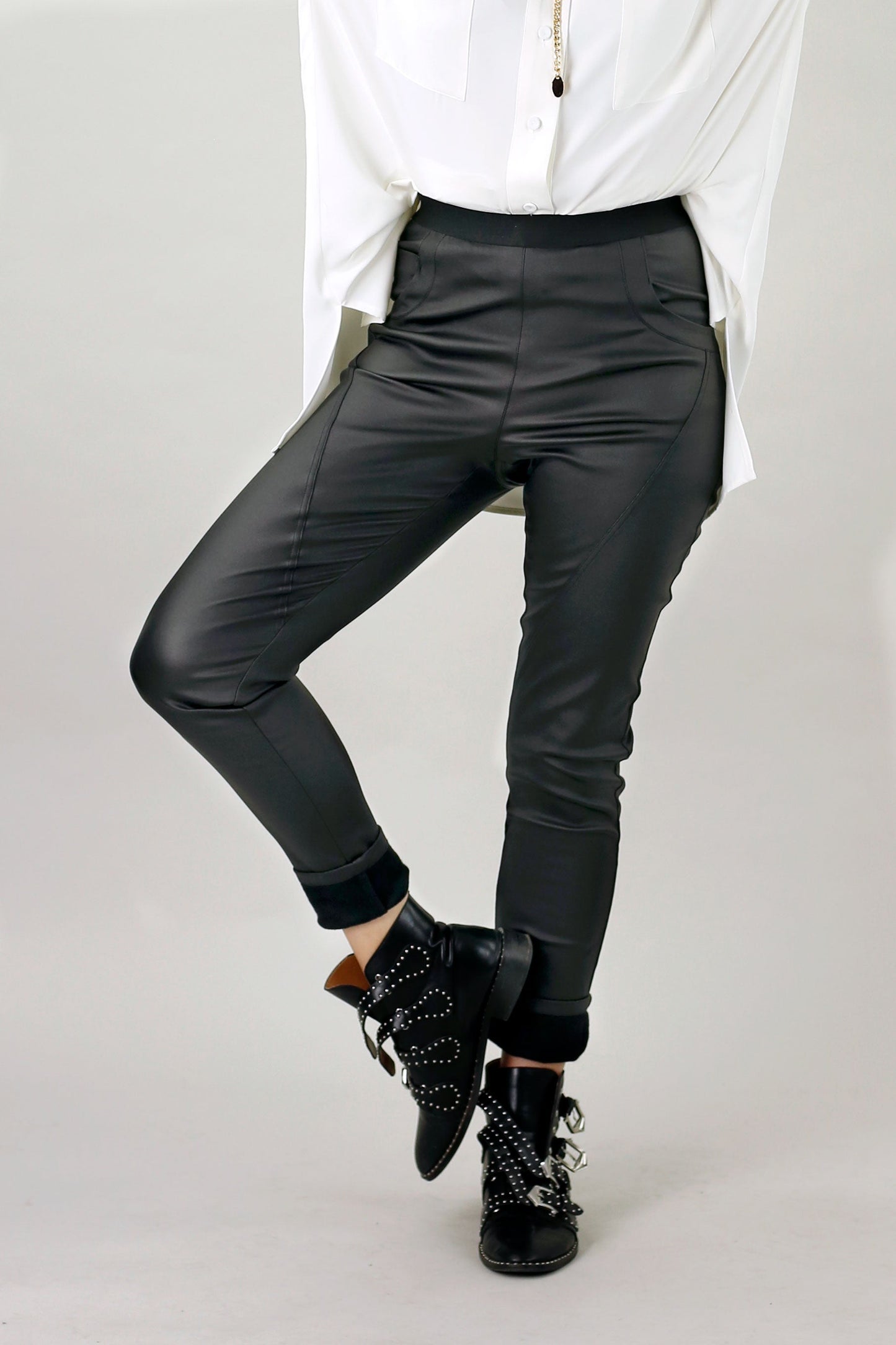 Black Waxed Jogger Pant