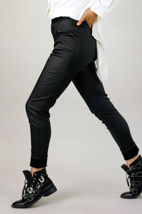 Black Waxed Jogger Pant
