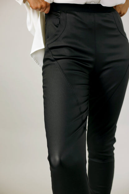 Black Waxed Jogger Pant