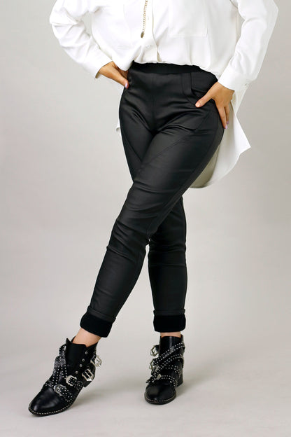 Black Waxed Jogger Pant