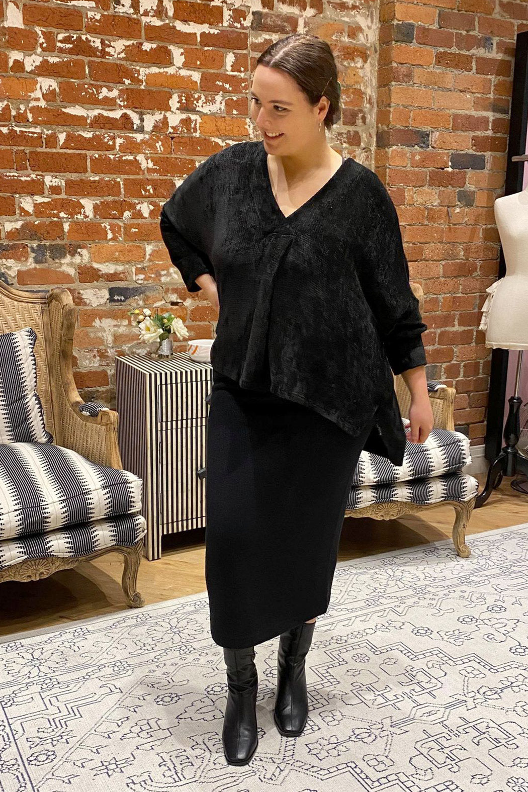 Black Velour Bronte Jumper - FINAL SALE