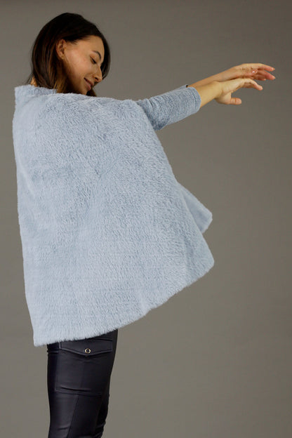 Blue Elizabeth Faux Fur Cape - SALE