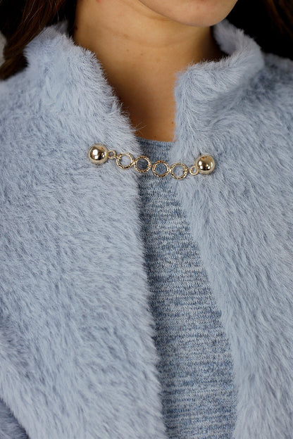 Blue Elizabeth Faux Fur Cape - SALE