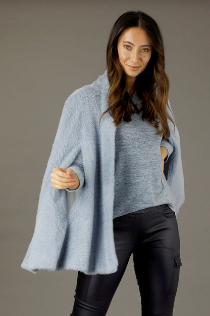 Blue Elizabeth Faux Fur Cape - SALE