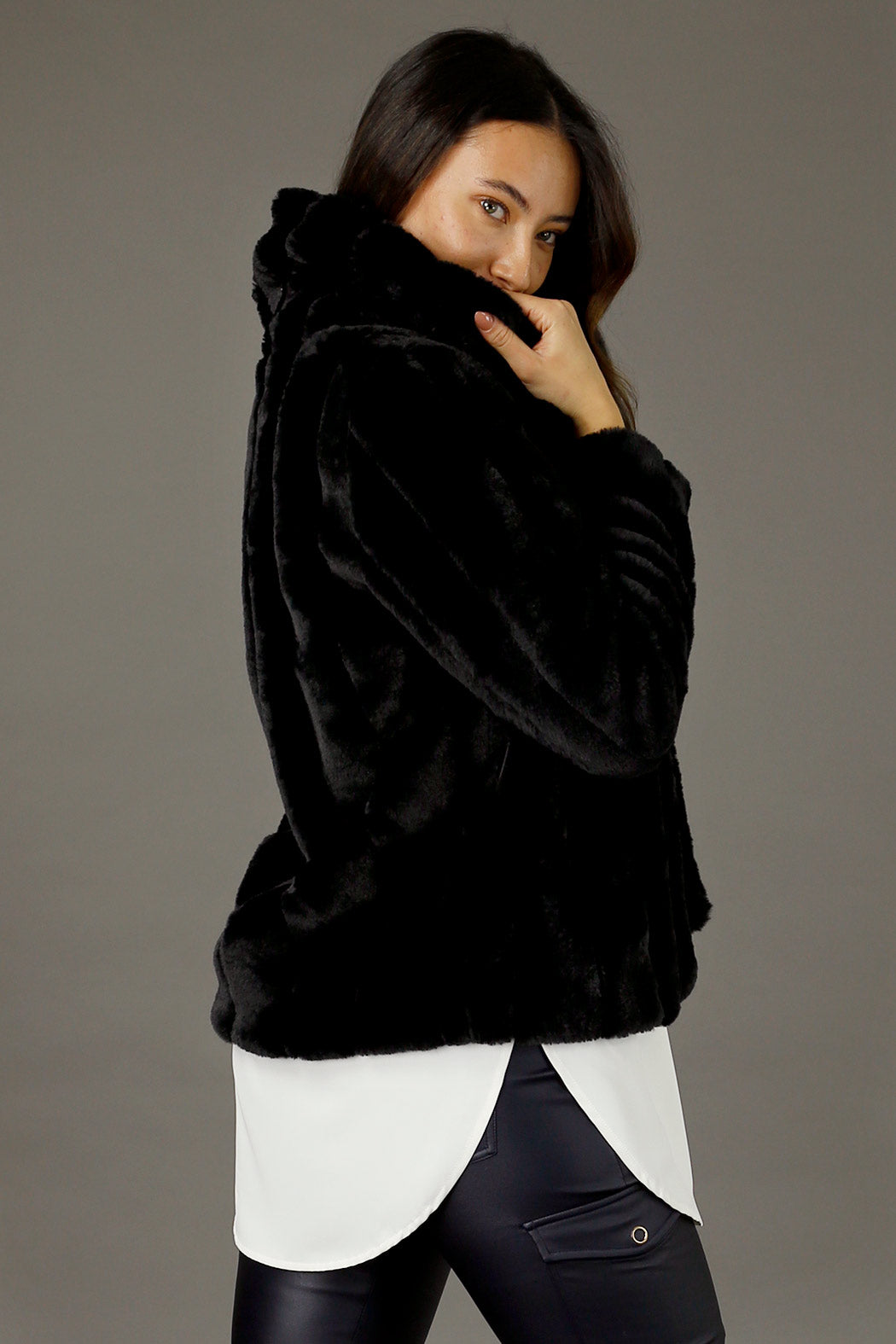 Black Faux Fur Jacket - SALE