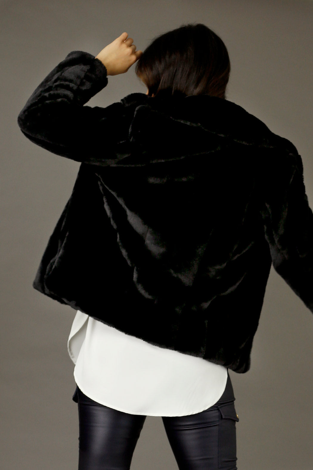 Black Faux Fur Jacket - SALE