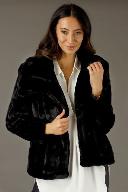 Black Faux Fur Jacket - SALE