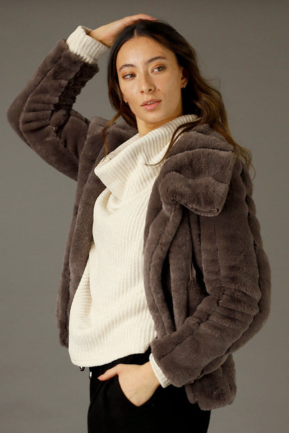 Brown Faux Fur Jacket - SALE