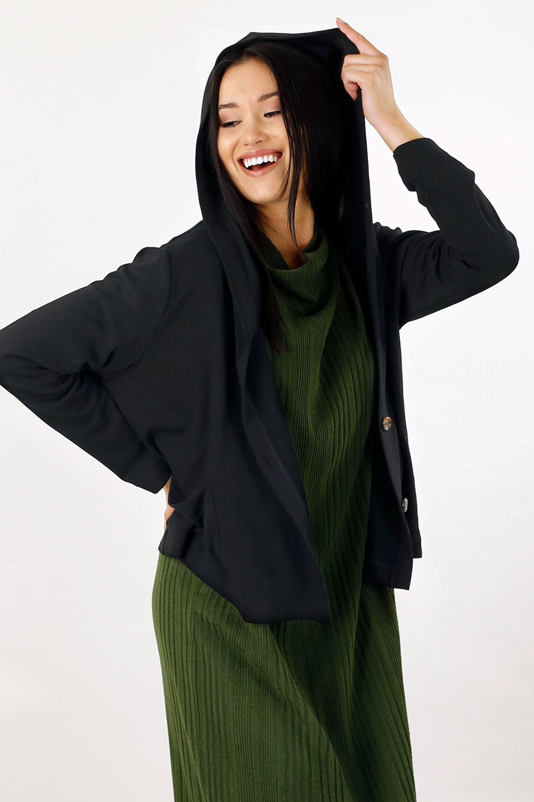 Black Snug Hooded Cardigan - SALE