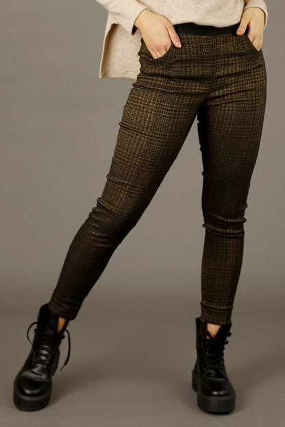 Bronze Check Bengaline Cuffed Jogger - SALE