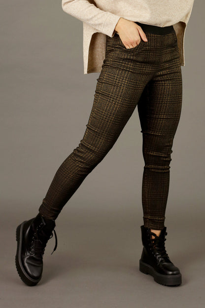 Bronze Check Bengaline Cuffed Jogger - SALE