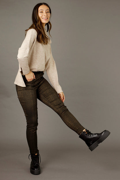 Bronze Check Bengaline Cuffed Jogger - SALE