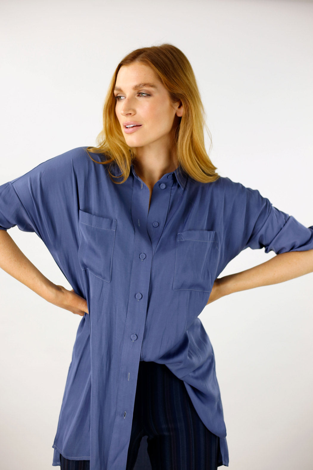 Chambray Seta Maxi Shirt - SALE