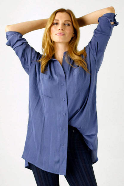 Chambray Seta Maxi Shirt - SALE