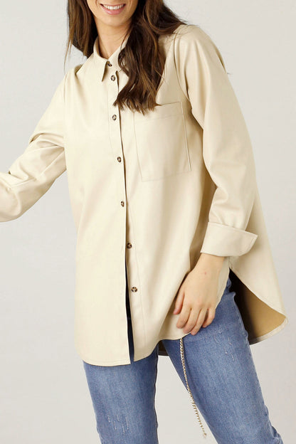 Beige Matrix Boyfriend Shirt - SALE