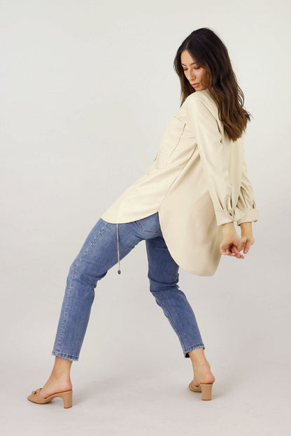Beige Matrix Boyfriend Shirt - SALE