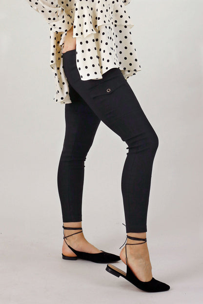 Black Check Bengaline Slim Cargo Pant - SALE