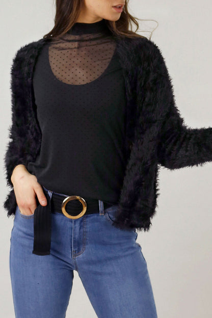 Black Plush Wonder Cardi - FINAL SALE