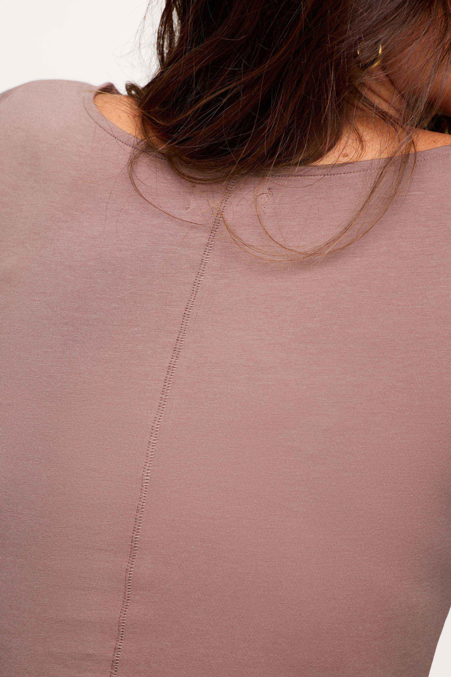 Slinky Jersey Boat Neck Long Sleeve Shirt | Cocoa