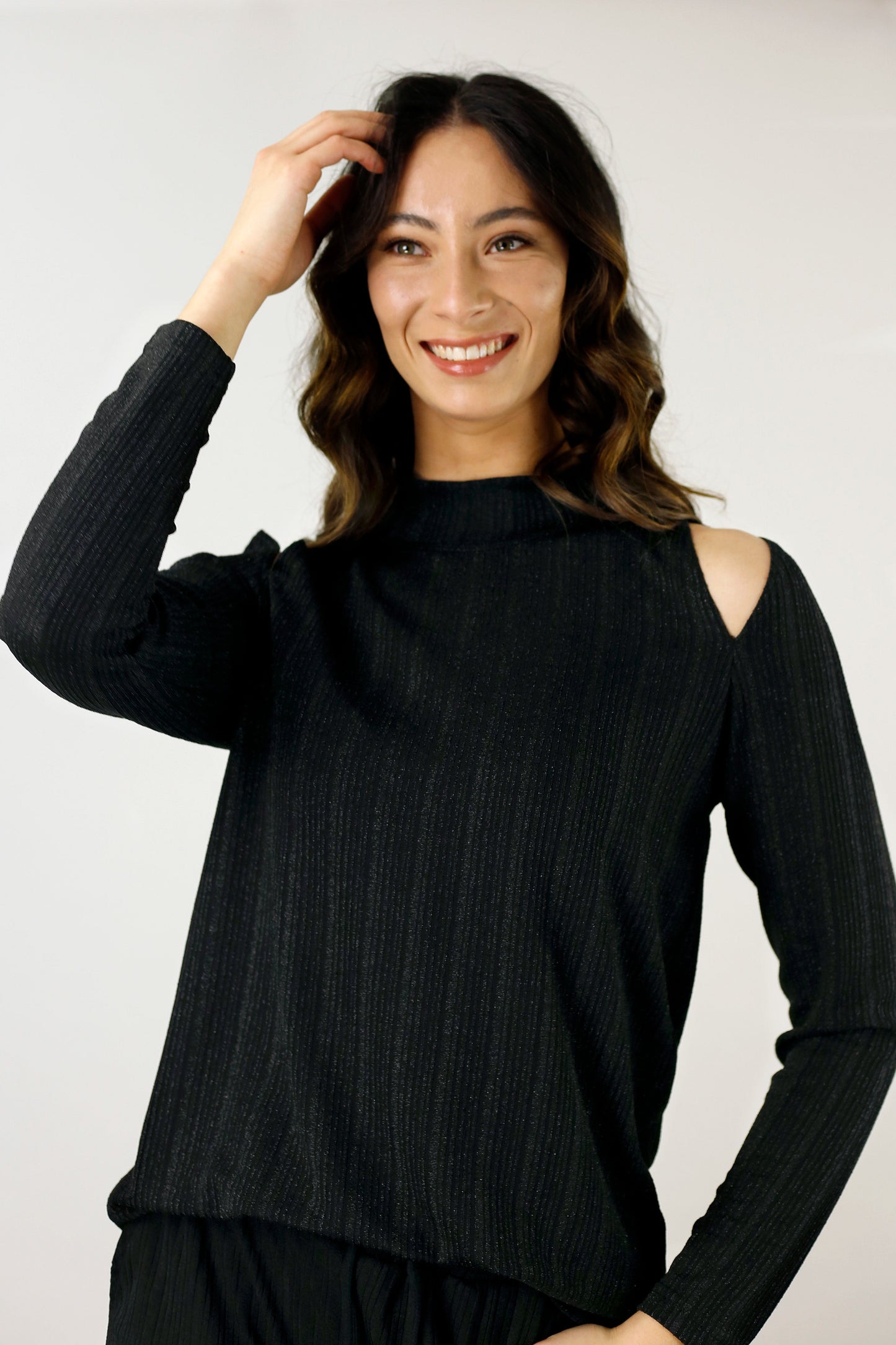 Black Glam Rib Top - SALE