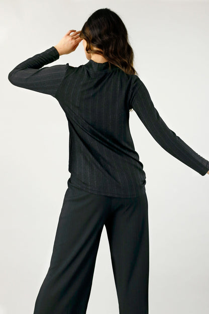 Black Glam Rib Top - SALE