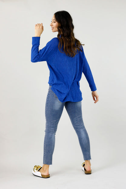 Blue Cable Raglan Tunic - FINAL SALE