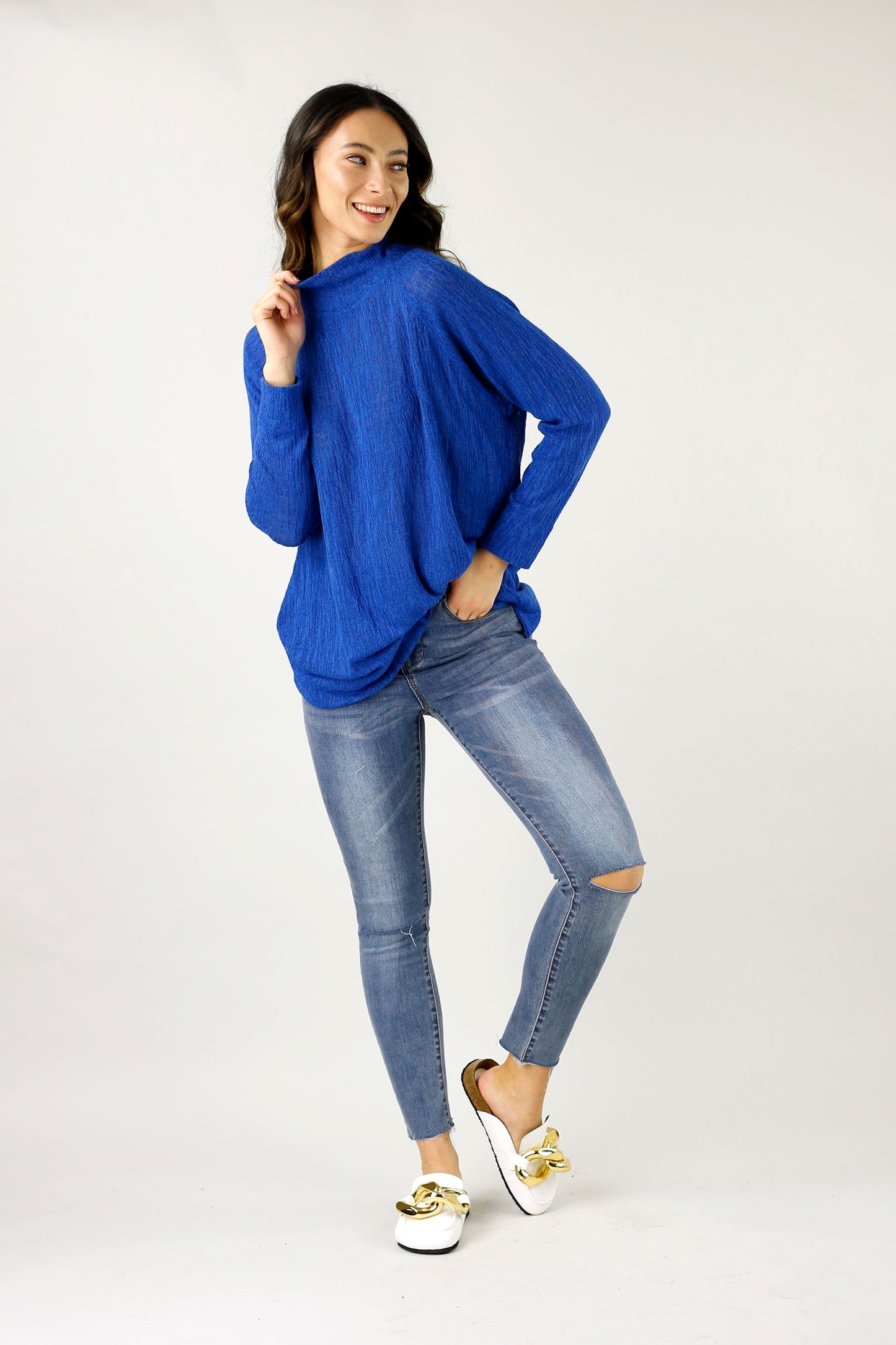 Blue Cable Raglan Tunic - FINAL SALE