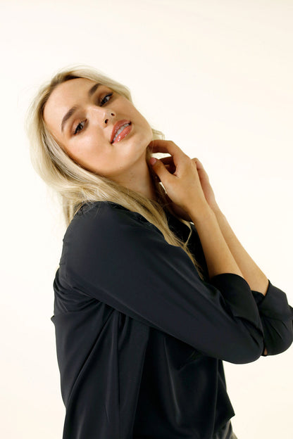 Black Soft Touch Drape Blouse - SALE