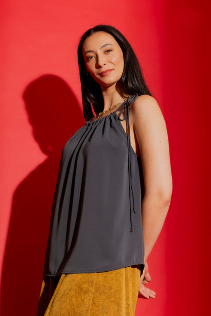 Charcoal Drawstring Cami