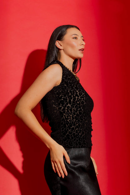 Black Animal Mesh Lust Cami Black Animal