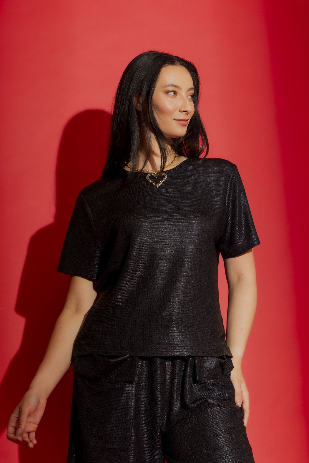 Black Sparkle Crew Tee