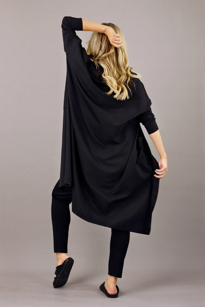 Black Nano Cotton Maxi Cardigan - SALE