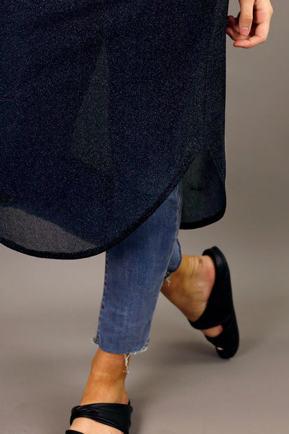 Black Shirtail Lurex Slip - FINAL SALE