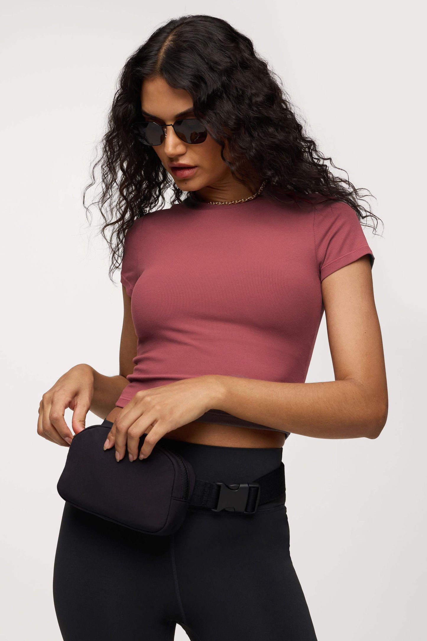 Sporty Rib Bra Tee | Mauve