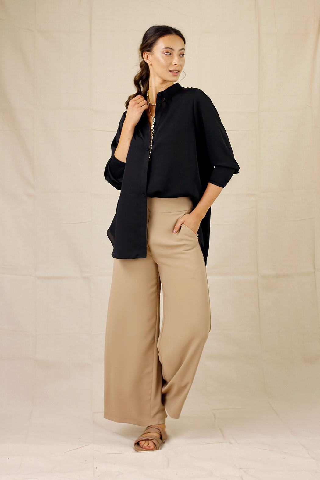Black Seta Boyfriend Shirt - SALE