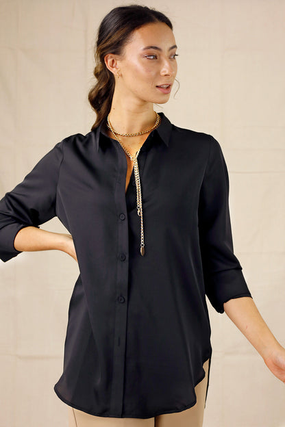Black Seta Boyfriend Shirt - SALE